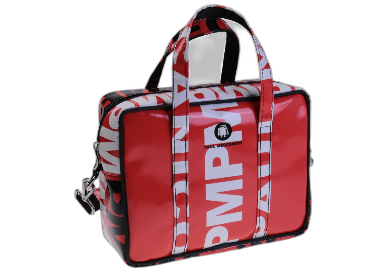 BORSA DA DONNA RETTANGOLARE ROSSA. MODELLO PINCA IN TELONE DA CAMION.