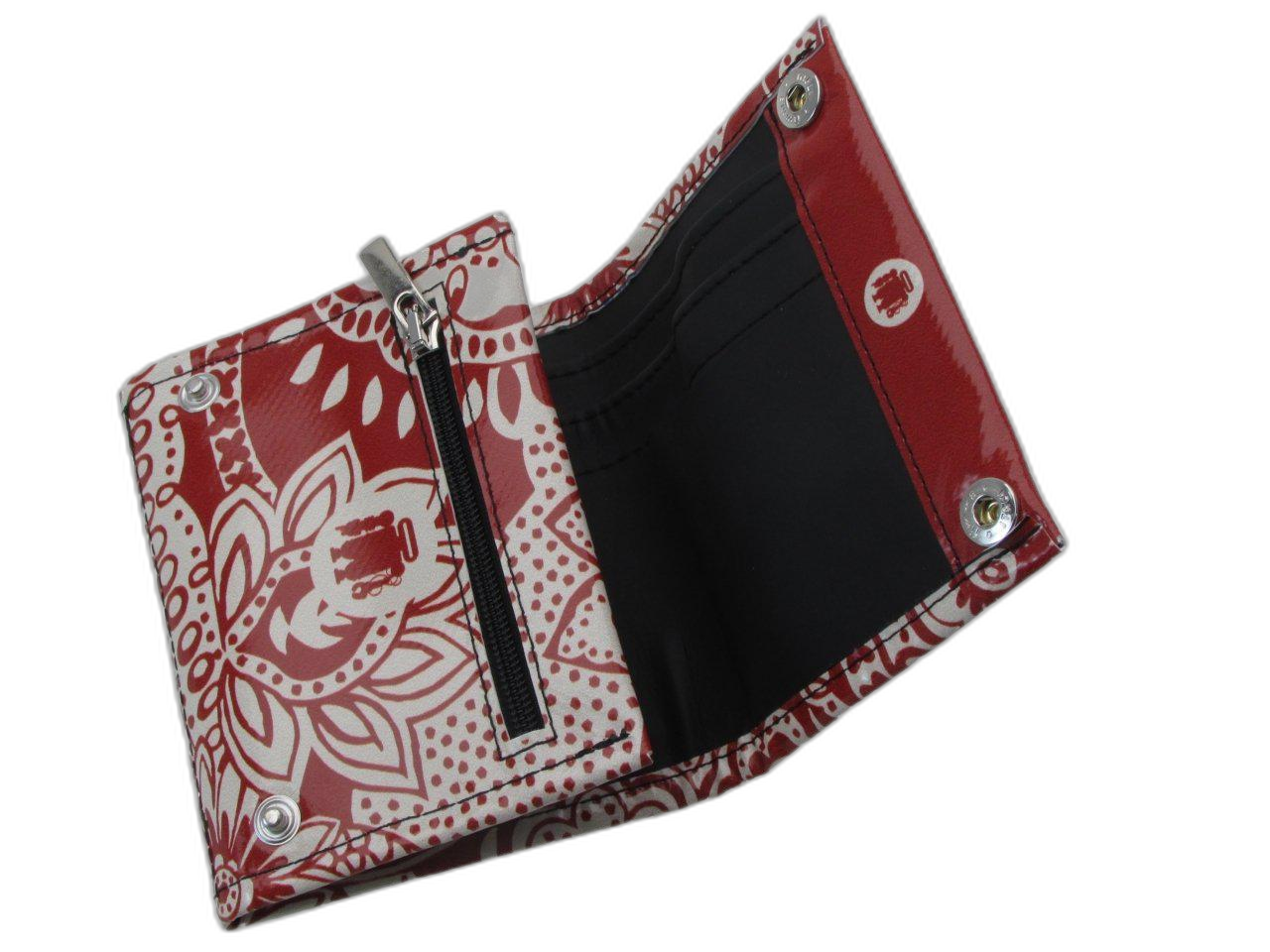 WOMAN WALLET DARK RED AND BEIGE COLOURS MAJOLICA FANTASY. MODEL TREK MADE OF LORRY TARPAULIN. - Limited Edition Paul Meccanico
