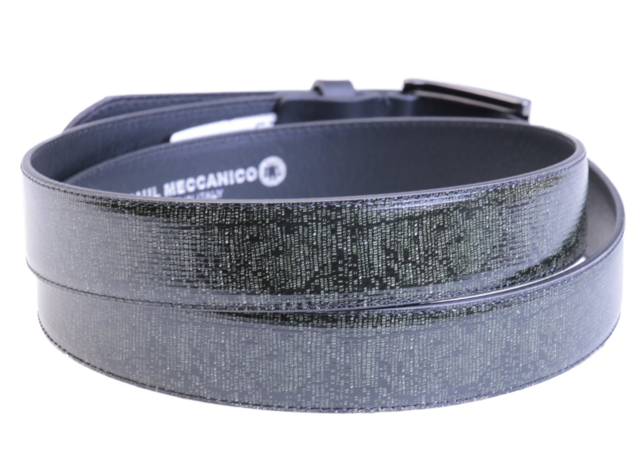 CINTURA DA DONNA NERA E VERDE SCURO "EFFETTO TESSUTO" IN TELONE DI CAMION.