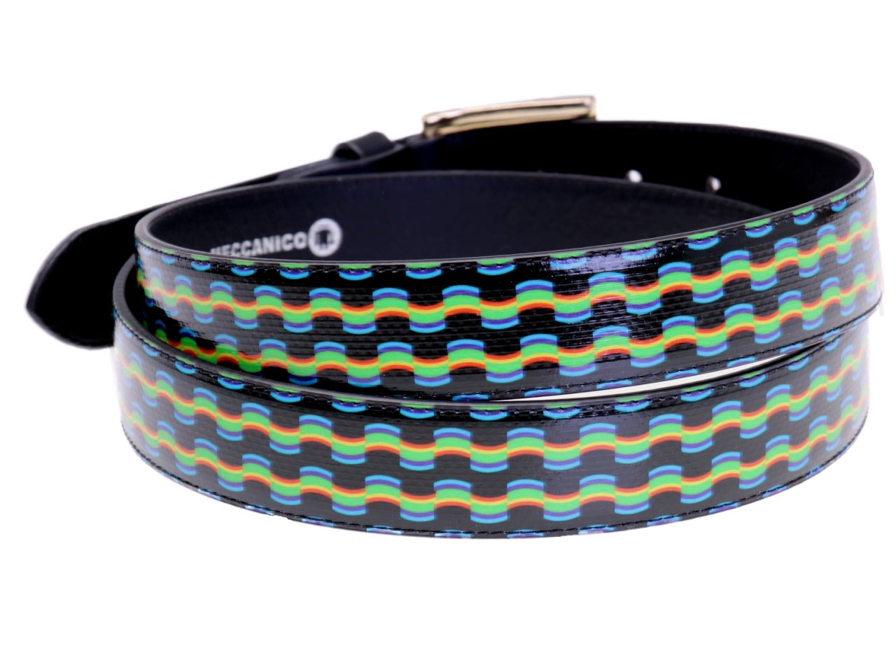 BLACK WOMEN'S BELT OPTICAL FANTASY MADE OF LORRY TARPAULIN.