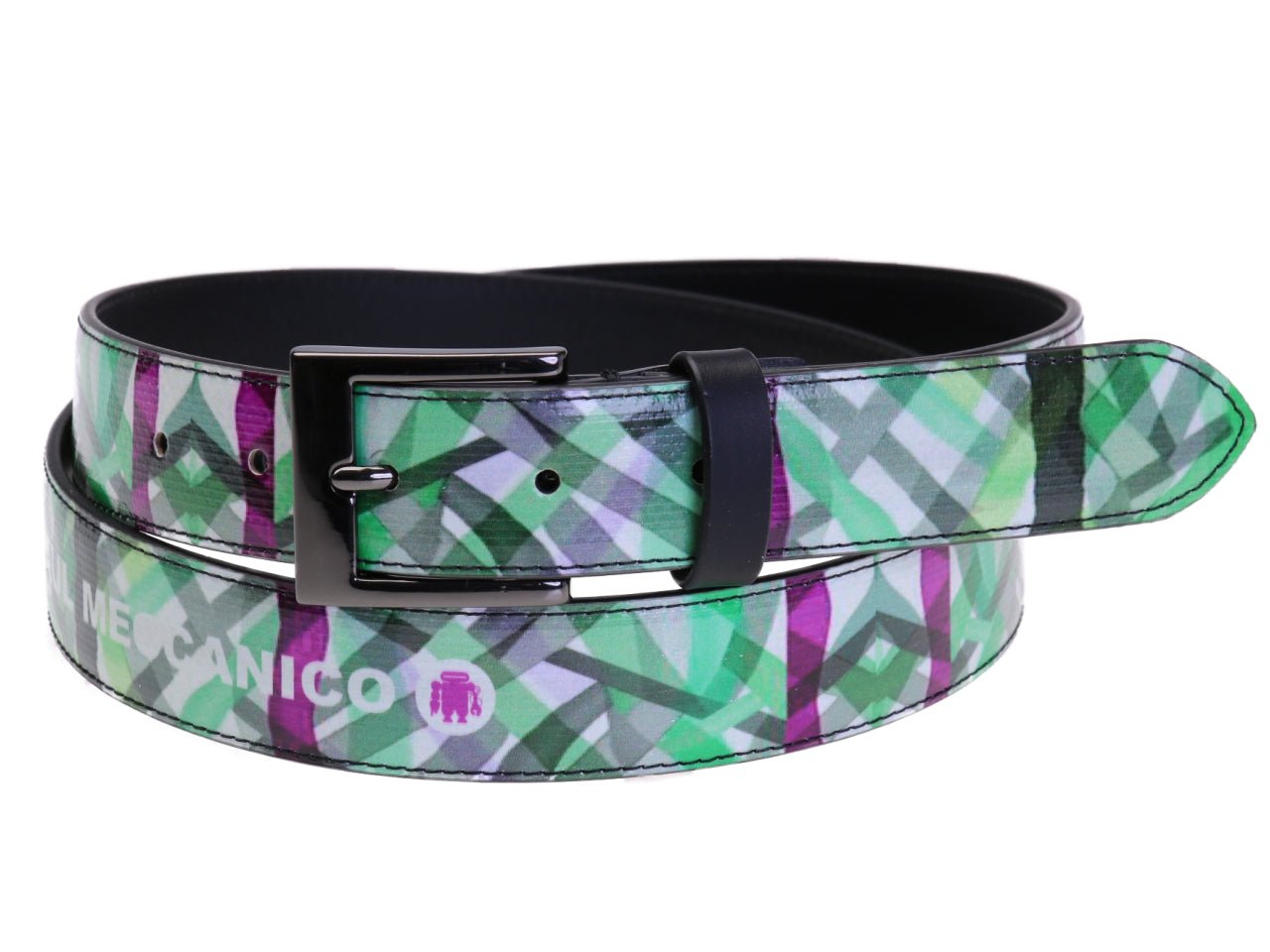 WHITE AND GREEN WOMEN'S BELT MADE OF LORRY TARPAULIN.