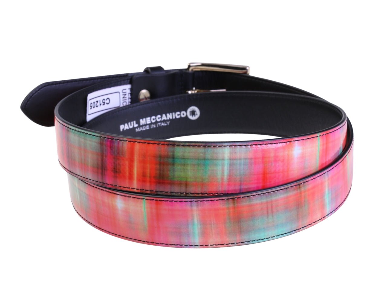 .CINTURA DA DONNA ARANCIONE CON FANTASIA TIE DYE REALIZZATA CON TELONI DI CAMION.