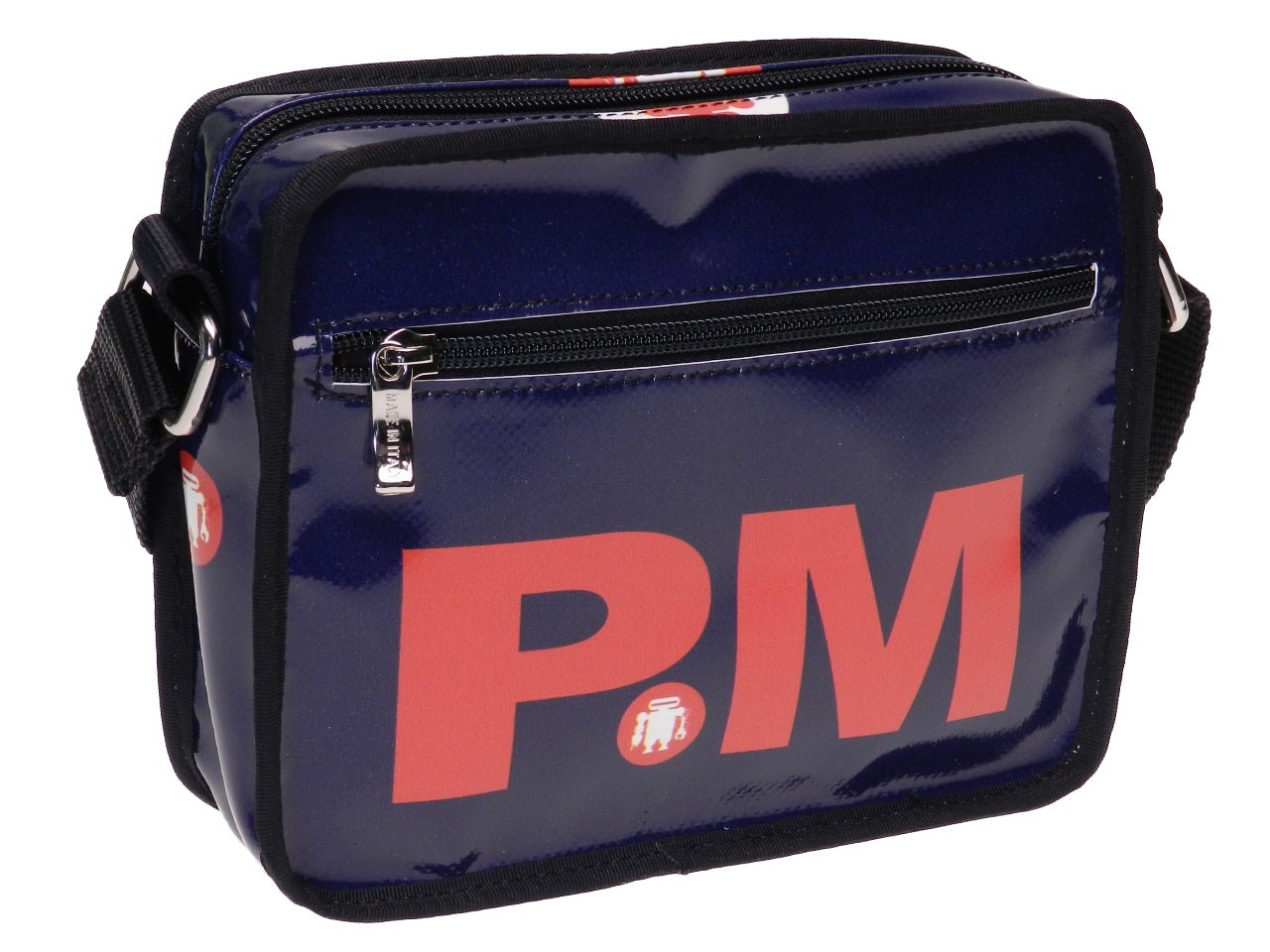 BORSA A TRACOLLA BLU SENZA GENERE. MODELLO FRIK REALIZZATO CON TELONI DI CAMION.