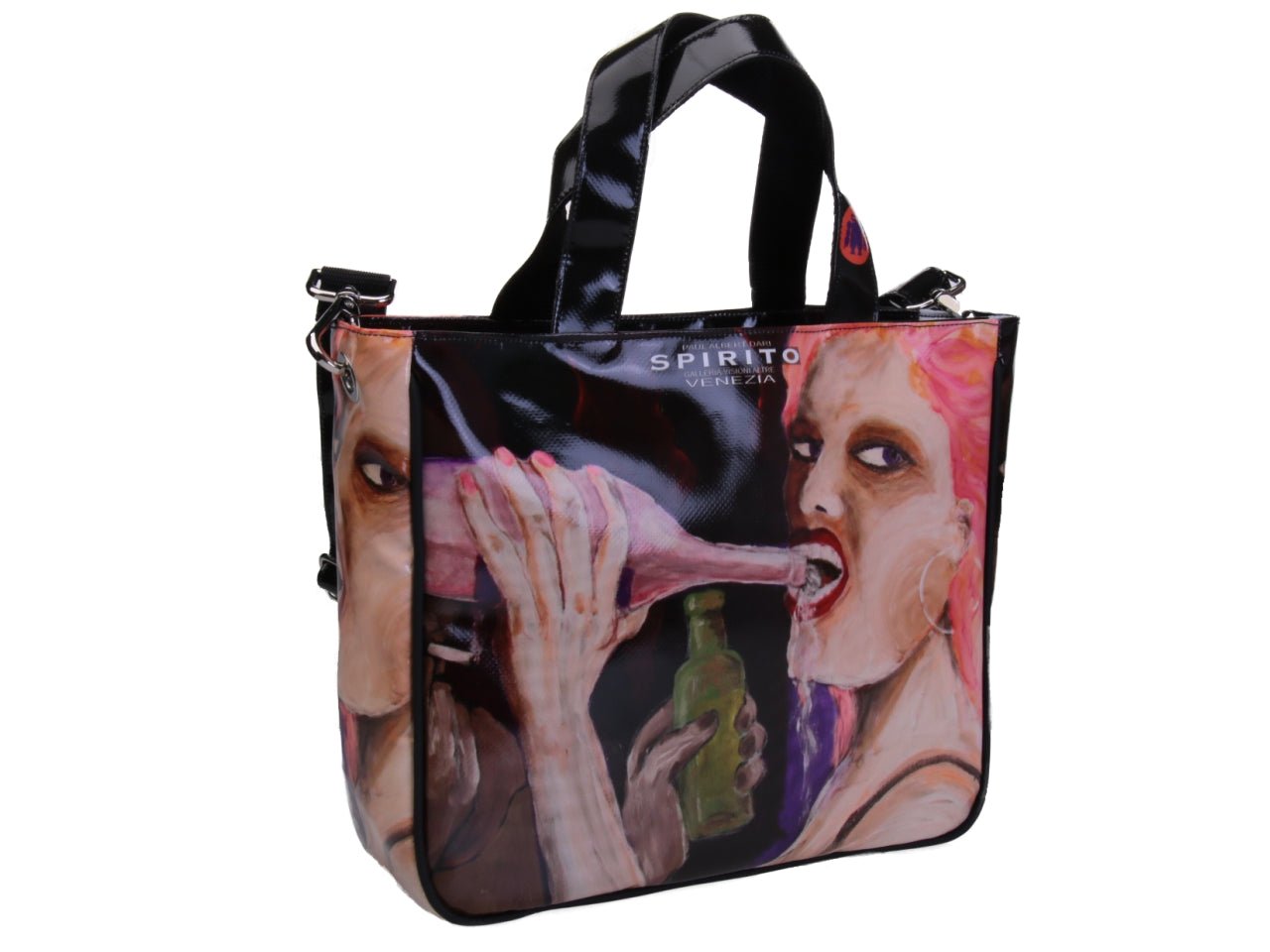 TOTE BAG "FIESTA" BY PAUL ALBERT DARI. MODEL GLAM MADE OF LORRY TARPAULIN. BOOK "LA PITTURA E' DONNA INCLUDED IN THE PRICE"