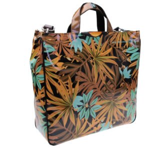 MAXI TOTE BAG MARRONE CHIARO FANTASIA FLOREALE. MODELLO AIRSTONE REALIZZATO CON TELONI DI CAMION. - Pezzi unici Paul Meccanico  