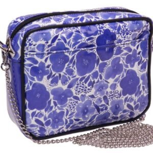 CLUTCH BLUE AND WHITE WITH FLORAL FANTASY. MODEL PARK MADE OF LORRY TARPAULIN. - Limited Edition Paul Meccanico