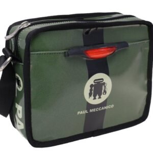BORSA A TRACOLLA DI COLORE VERDE SCURO. MODELLO FRIK REALIZZATO CON TELONI DI CAMION. - Edizione limitata Paul Meccanico  